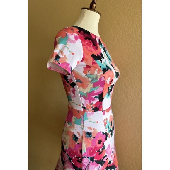 Love...ady Pink Floral Short Sleeve Ruffle Sheath Dress Size S NWOT - Picture 10 of 12